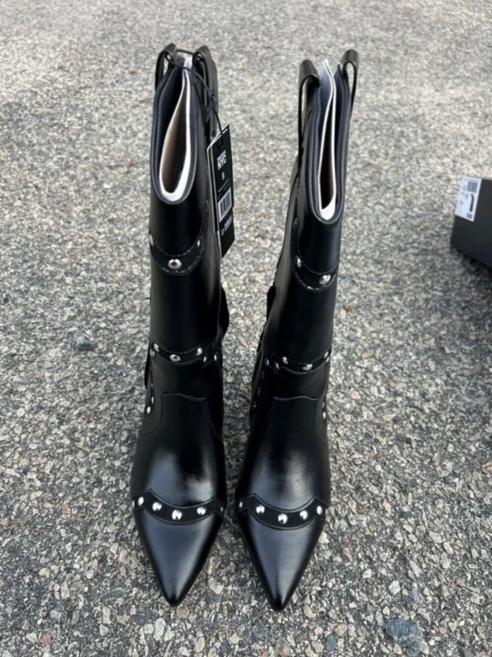 Black Leather High Heel Boots